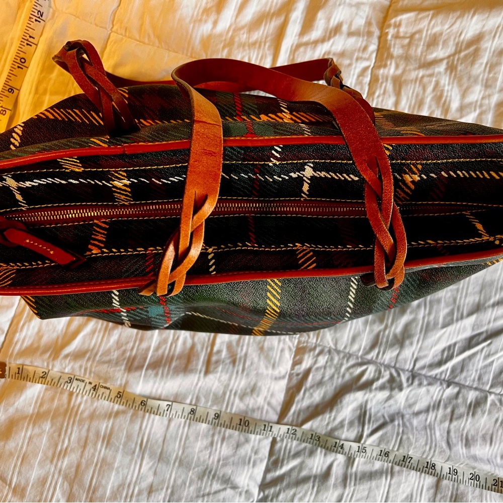 Dooney & Bourke Brown Leather/Plaid Tote Bag - Picture 6 of 9
